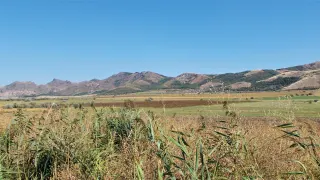 Panoramă largă a culmilor stâncoase din Munții Măcinului